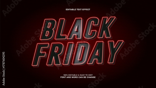 Editable Black Friday Text Effect with Glowing Red Neon Light Outline