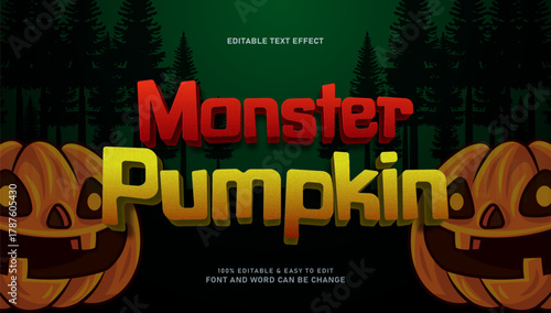 Horror Halloween Monster Pumpkin Editable Text Effect