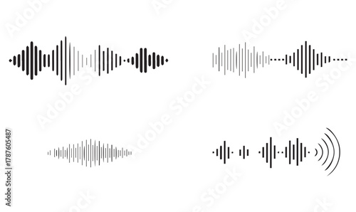 Stylized Sound Waveform Grid – Abstract Audio Signal Icons for Music and Tech Design
