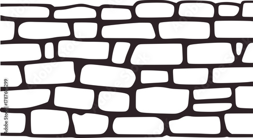 Black white stone wall pattern vector