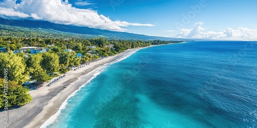 Fototapeta Naklejka Na Ścianę i Meble -  Boucan Canot beach on reunion island a picturesque.