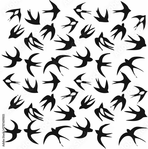 Swallows Flock Background Vec...
