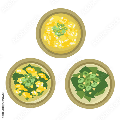 卵スープ・ワカメと卵スープ・ワカメスープ　イラストセット