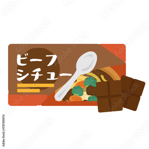 ビーフシチューの箱とルウ　イラスト