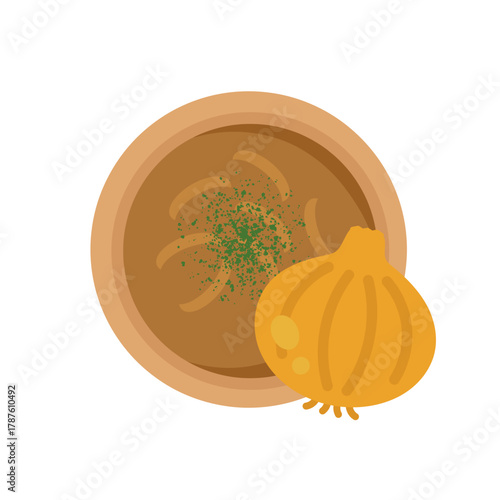 オニオンスープ　イラスト（たまねぎ付き）