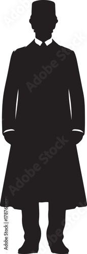 An 1800s Turkish male silhouette wearing traditional fashion, depicting clothing styles from the Ottoman Empire period.