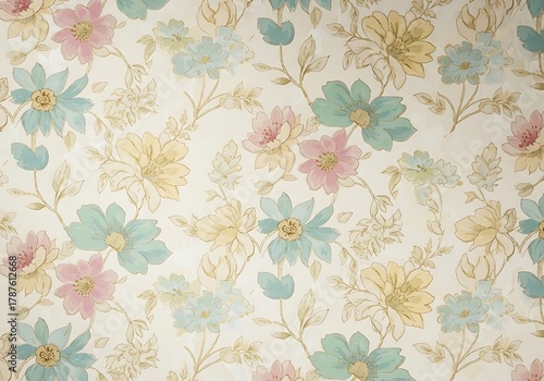 Vintage Floral Arrangement with Soft Pastels and Harmonious Composition