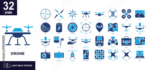 Drone Mixed Color Icon Set