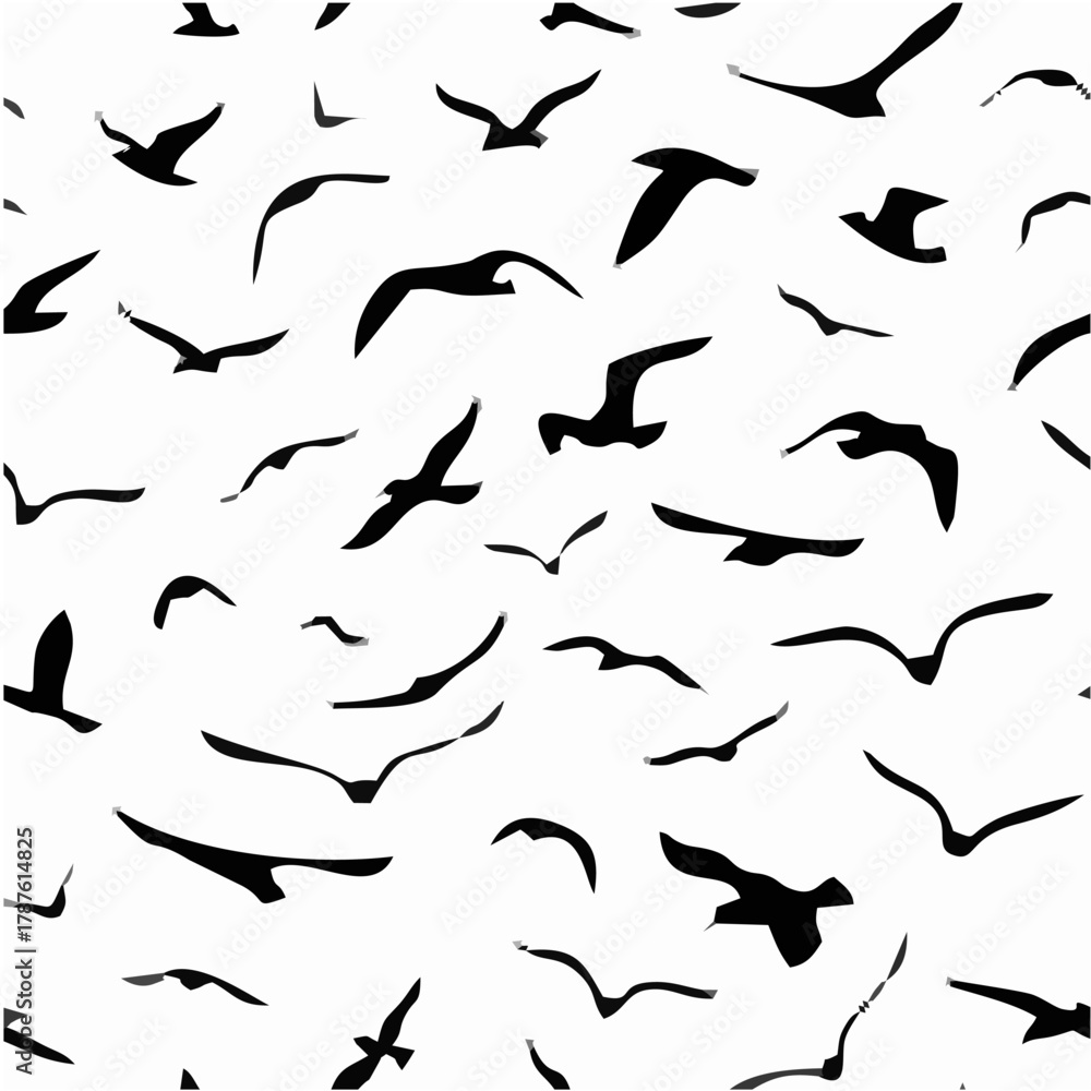 Obraz premium Seamless Seagull Pattern - Wh...