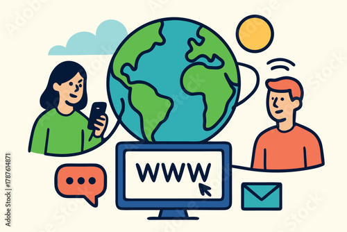 Global communication and internet concept vector