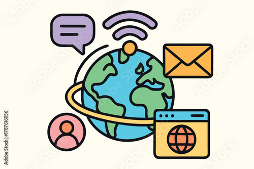 Global communication and internet concept vector