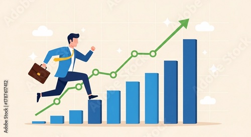 Corporate Ascendancy The Journey to Success Business Growth and Achievement Climbing the Ladder of Progress Advancing Toward Goals  A Metaphor of Ambition and Drive