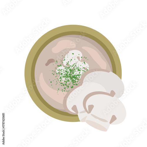 マッシュルームスープ・ポタージュ　イラスト（マッシュルーム付き）