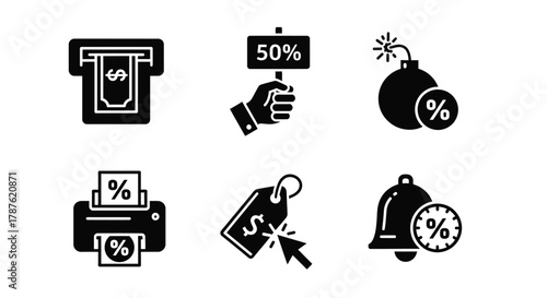 Set of discount and promotion icons