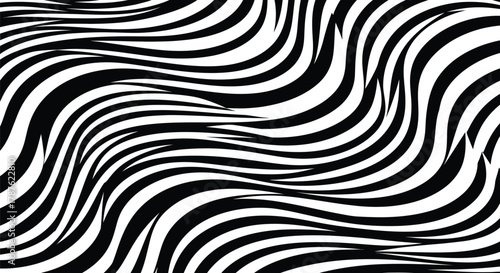 Abstract black and white zebra stripes optical illusion pattern