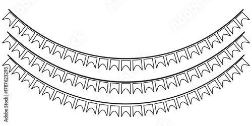 Festive flag garland vector illustration. Retro bunting in simple flat style, isolated on white background.