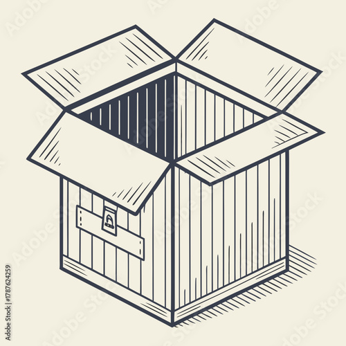 An open cardboard box