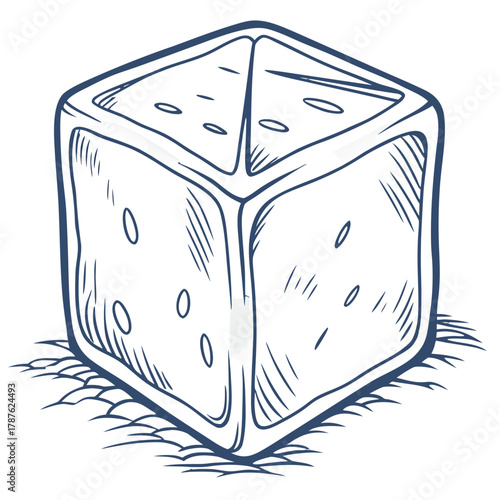 Hand drawn dice with dots, game of chance