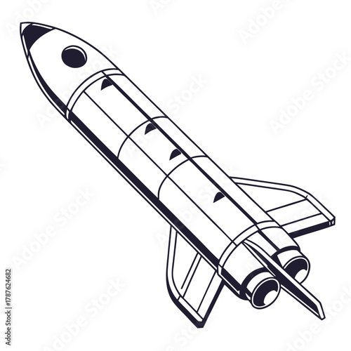 Illustration of a space shuttle in monochrome
