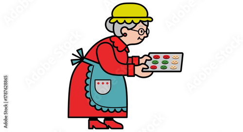 Mrs claus baking christmas cookies holiday season festive treat