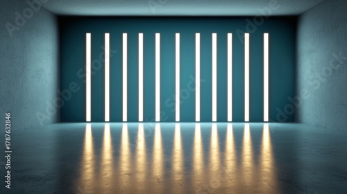 Modern Interior Design with Vertical LED Lights in Minimalist Dark Space