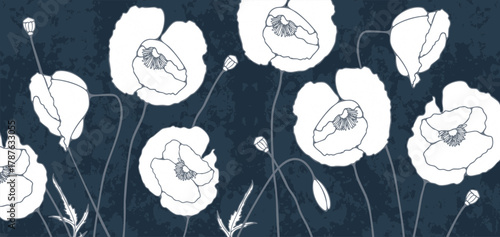 Poppy flowers vector floral art Floral postcard, poster or background