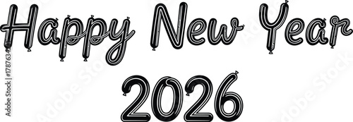 Happy new year 2026 text design with a festive and celebratory feel