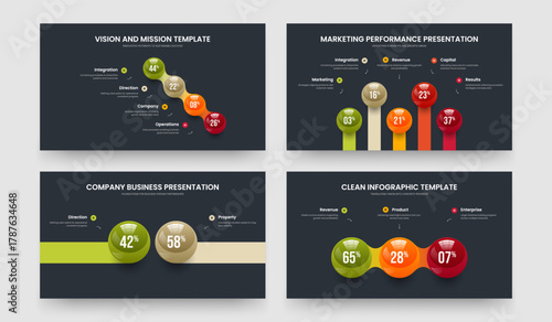 Educational Briefing 4 5 2 3 Element Infographic Presentation Template Set. Science Strategy Four Five Two Three Step Chart Slide Layout Vector Illustration Bundle.