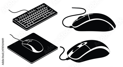 Computer keyboard mouse and mousepad vector illustration design