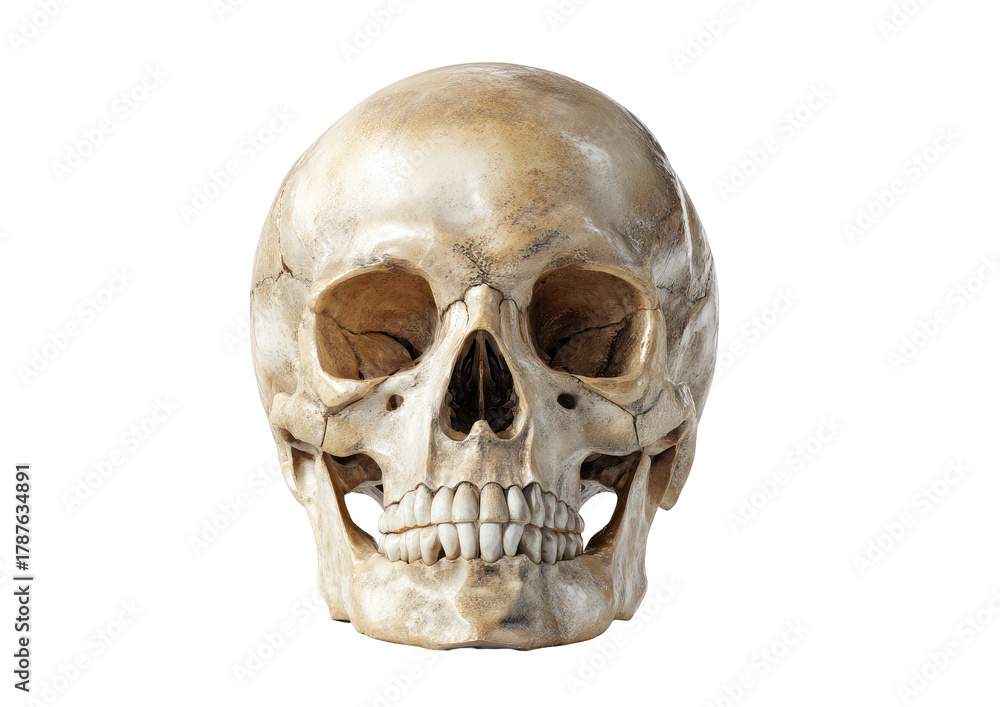 Obraz premium Realistic human skull isolated view detailed bone structure on transparent background