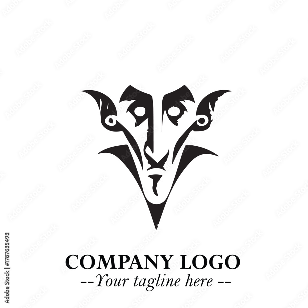 Obraz premium Head of Dracula Logo Symbol in Black on the White Background with Horror Minimal Vector Design