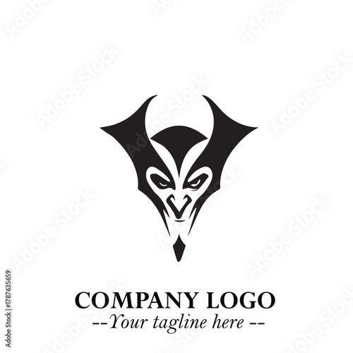 Head of Dracula Logo Symbol in Black on the White Background with Horror Minimal Vector Design