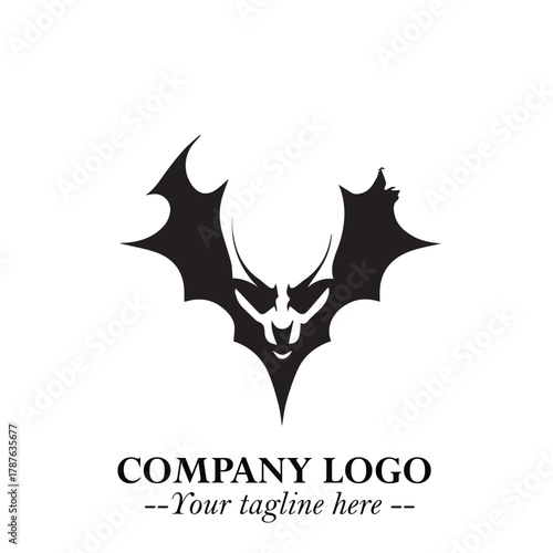 Head of Dracula Logo Symbol in Black on the White Background with Horror Minimal Vector Design