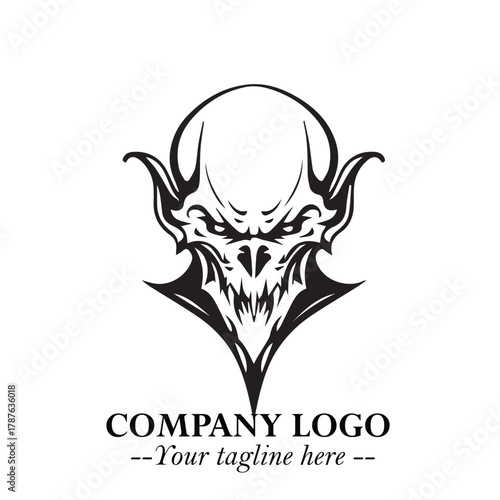 Head of Dracula Logo Symbol in Black on the White Background with Horror Minimal Vector Design