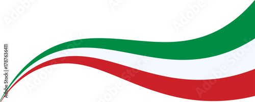 Italian flag waves isolated on a clean background. Patriotic Italy banner with copy space. Perfect for Italian border, banners, sports event, cultural festival, travel poster, and cuisine promotion
