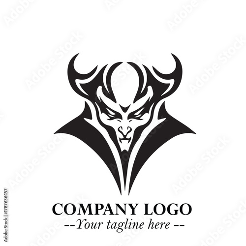 Head of Dracula Logo Symbol in Black on the White Background with Horror Minimal Vector Design