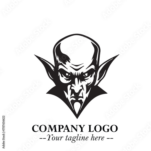 Head of Dracula Logo Symbol in Black on the White Background with Horror Minimal Vector Design