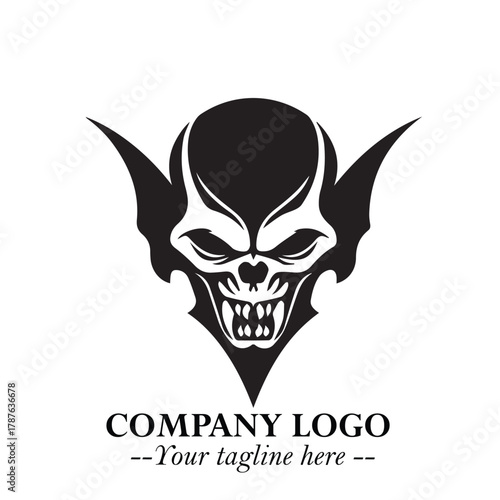 Head of Dracula Logo Symbol in Black on the White Background with Horror Minimal Vector Design