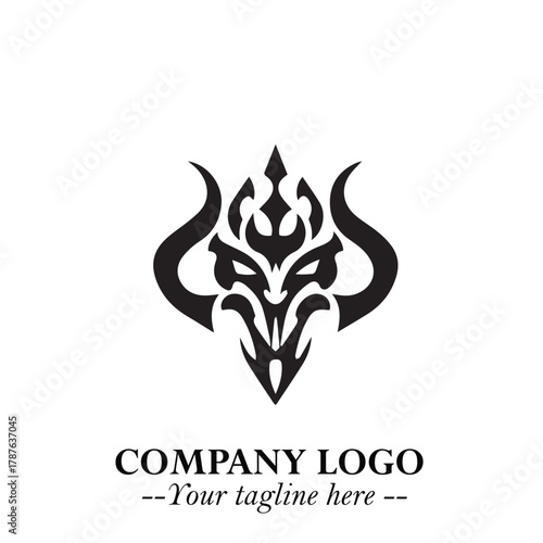 Head of Dracula Logo Symbol in Black on the White Background with Horror Minimal Vector Design