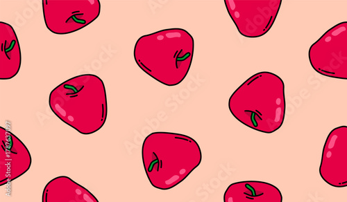 Cute rose apple pattern background vector design