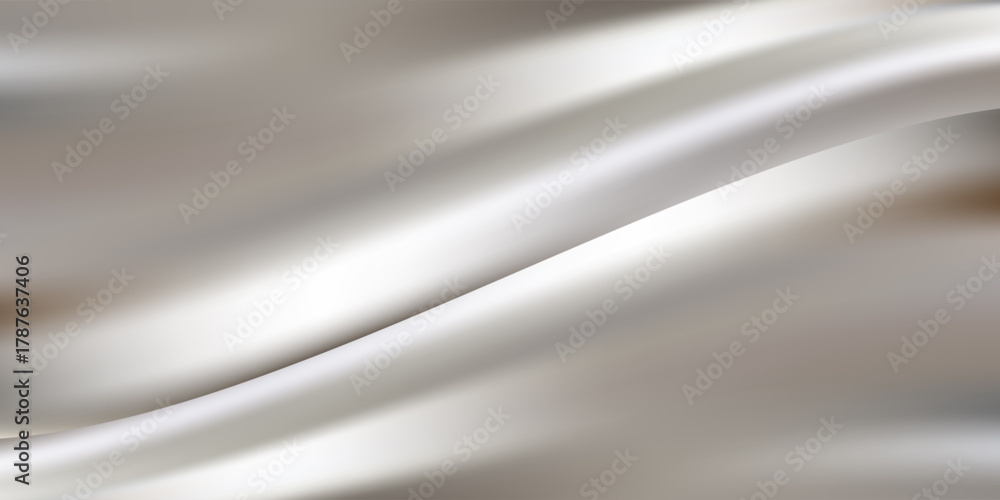 Fototapeta premium Silver metallic wave background with smooth gradient texture. Suit for banner, web, poster, pamflet, brochure and presentation