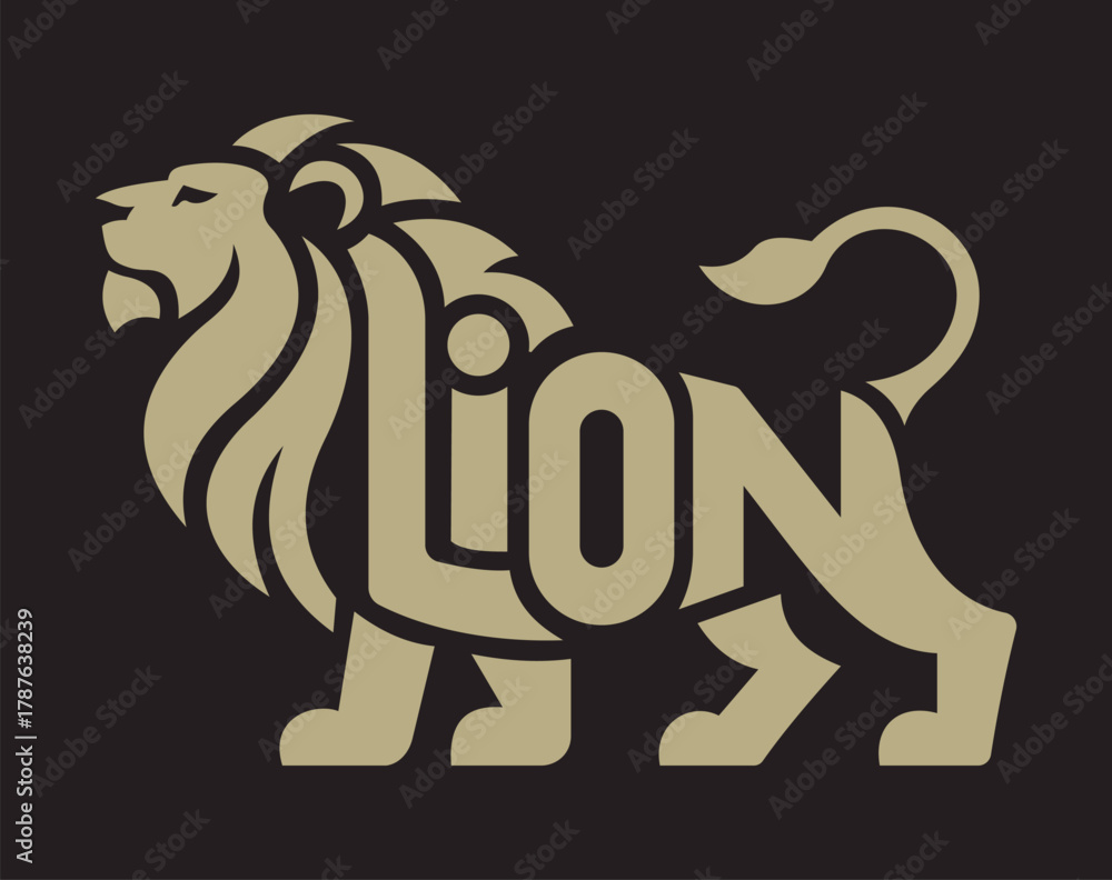 Fototapeta premium Lion logo. Wildlife animal logo, icon, symbol, arrow, vector.