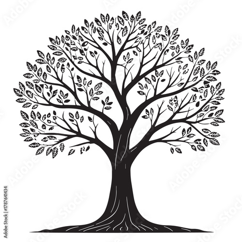 Black hall tree Silhouette Vector, High Quality Illustration on White Background