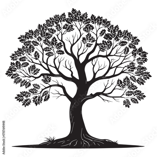 Black hall tree Silhouette Vector, High Quality Illustration on White Background