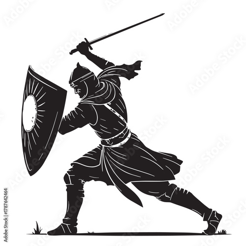 Black historical european martial arts hema Silhouette Vector, High Quality Illustration on White Background