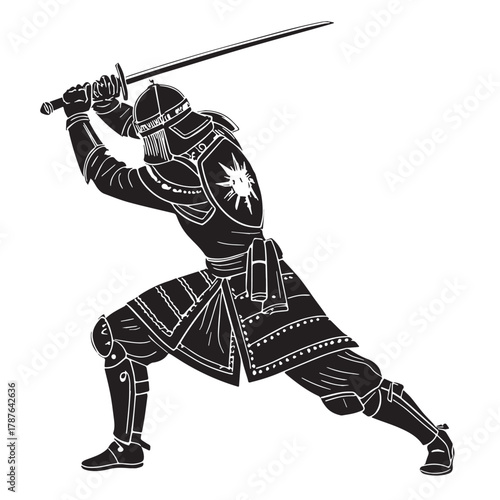Black historical european martial arts hema Silhouette Vector, High Quality Illustration on White Background