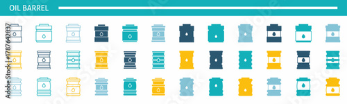 set of colorful scales oil barrel. Stock vector.