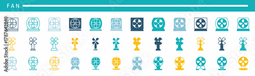 set of colorful fan icons. Stock vector.