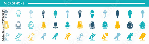 set of colorful microphone icons. Stock vector.