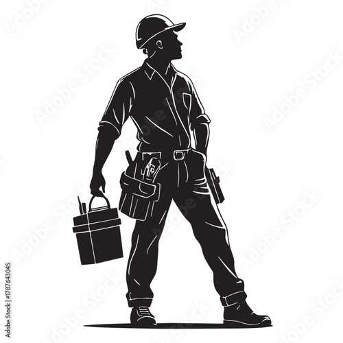 Black handyman Silhouette Vector, High Quality Illustration on White Background